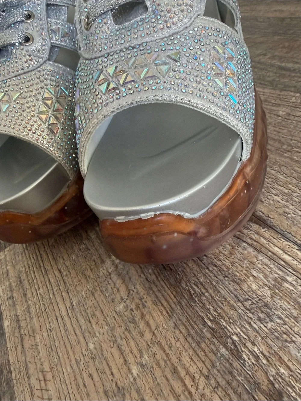 Anthony Wang Sz 38 Sparkle platform Jelly Glitter Club/ Rave sandals *Rare